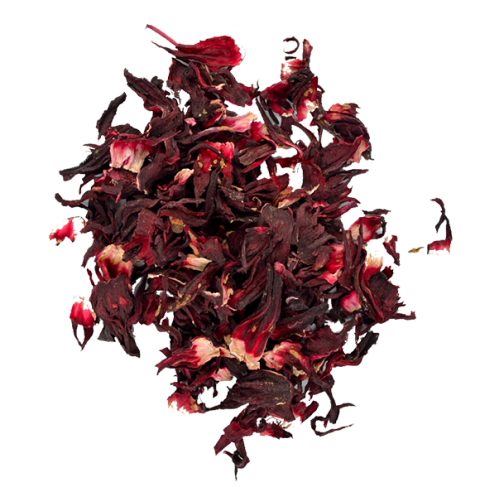 Fleurs d'hibiscus séchées ou bissap, un des ingrédients principaux de nos boissons artisanales