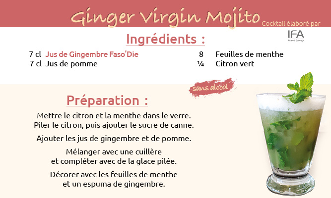 Recette de cocktail à base de notre boisson exotique du Gingembre : Ginger Virgin Mojito